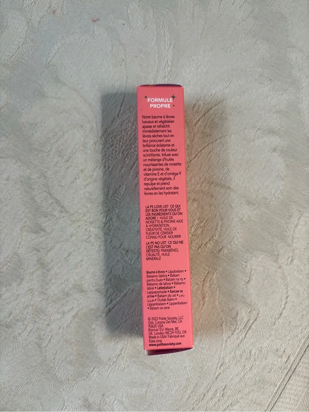 Polite Society Polite Pout Tinted Lip Balm Lipgloss in Peach Bellini BNIB